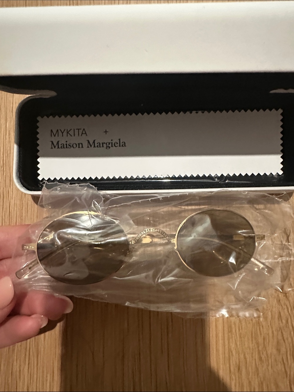 MYKITA Maison Margiela Gold Round Sunglasses with Brown-Tinted Lenses